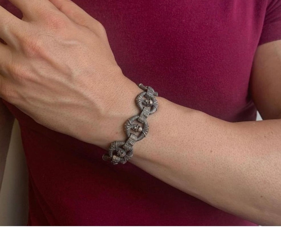 Sterling Silver Skull Bracelet