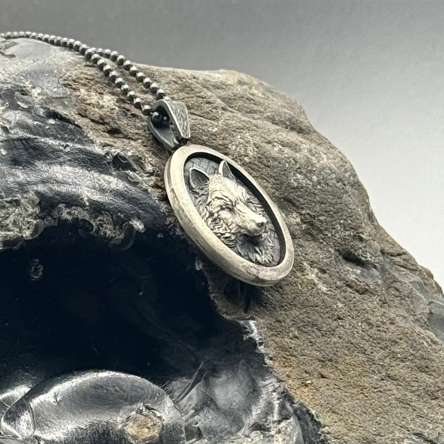 Solid Silver Wolf Necklace