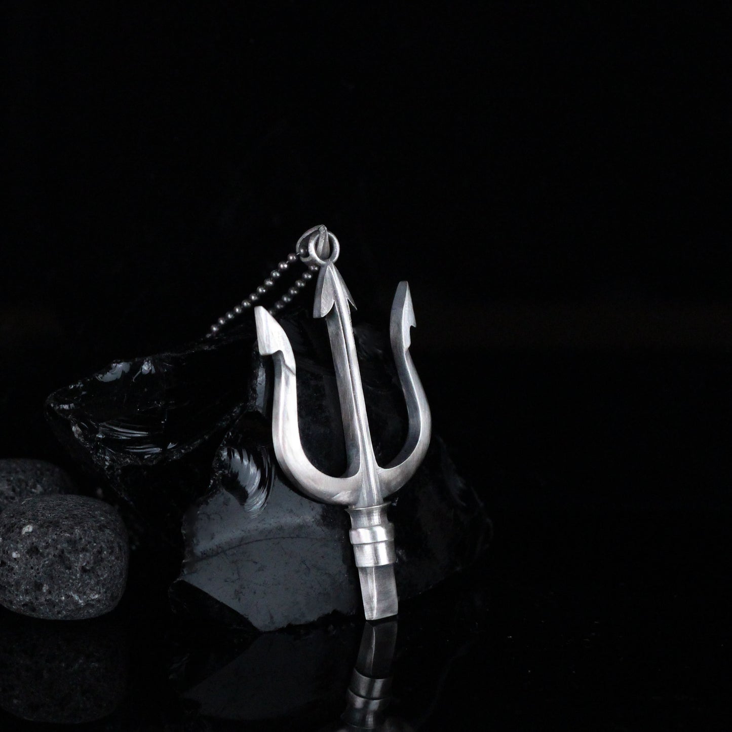 Silver Poseidon Trident Necklace