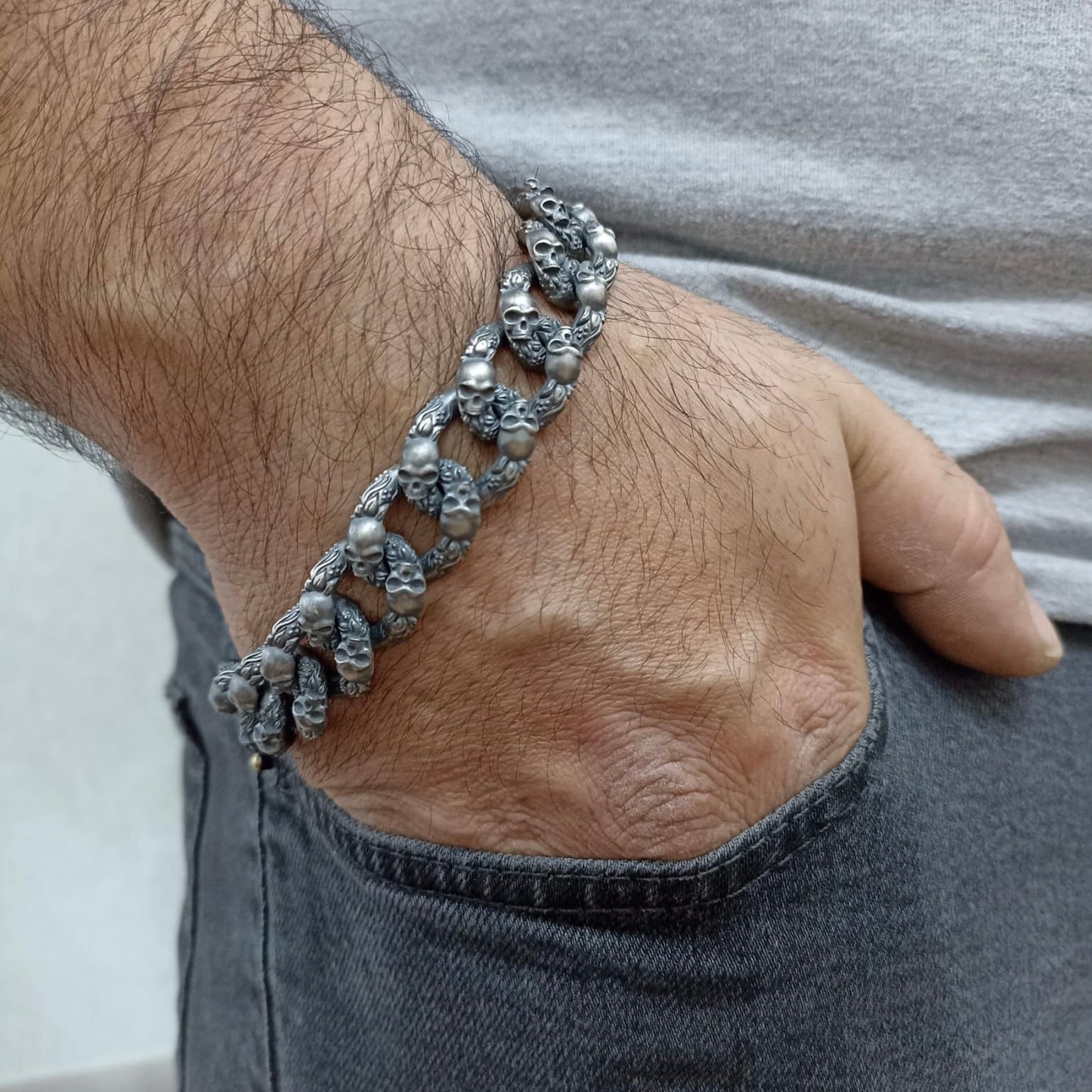 Sterling Silver Skull Bracelet