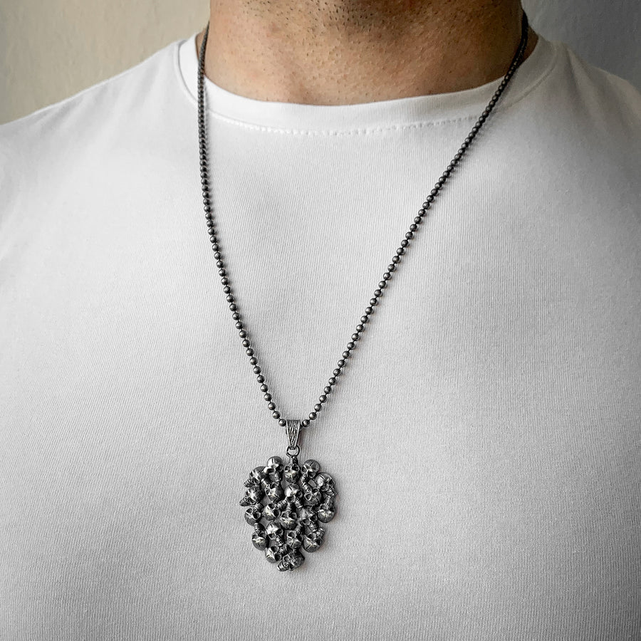 Sterling Silver Skull Heart Necklace