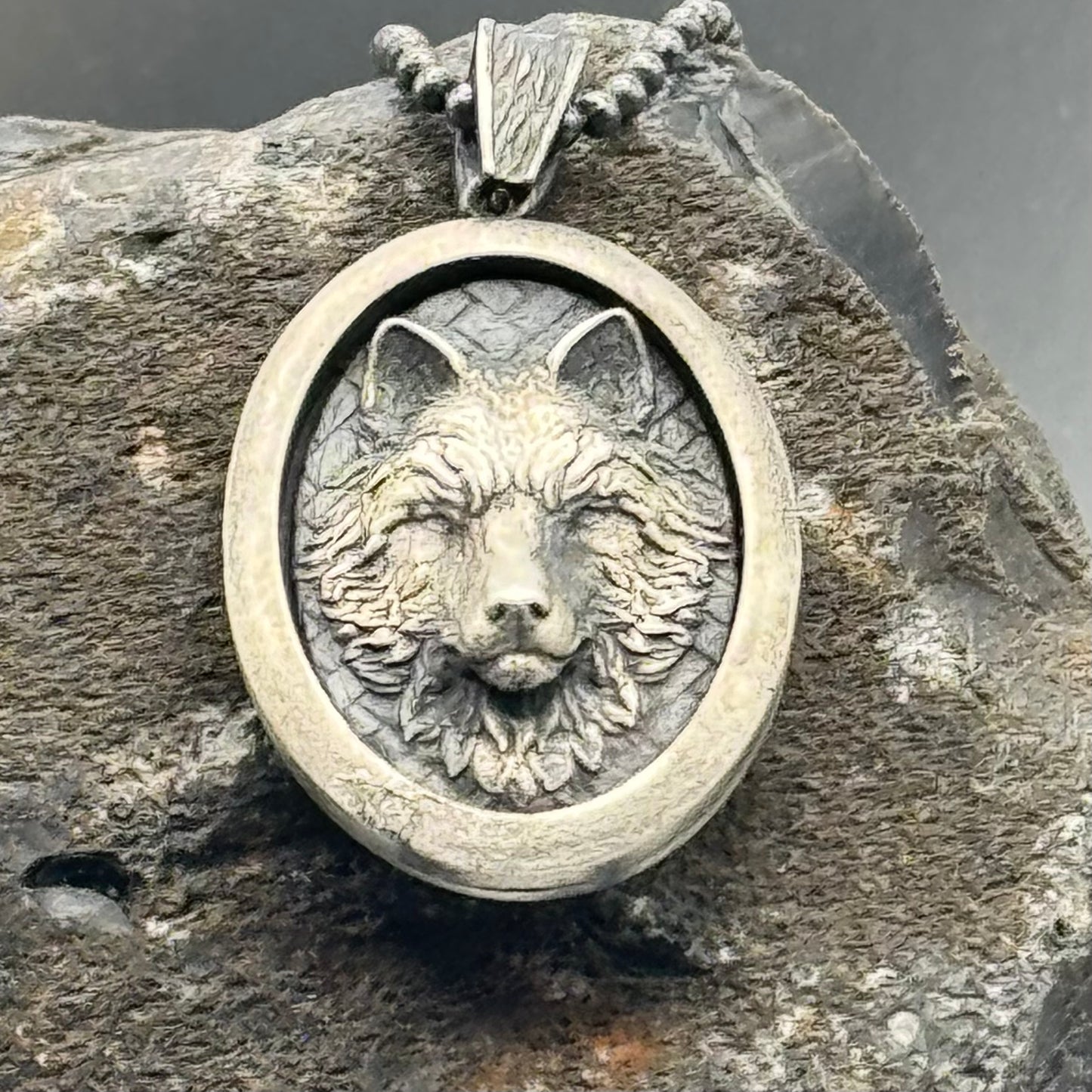 Solid Silver Wolf Necklace