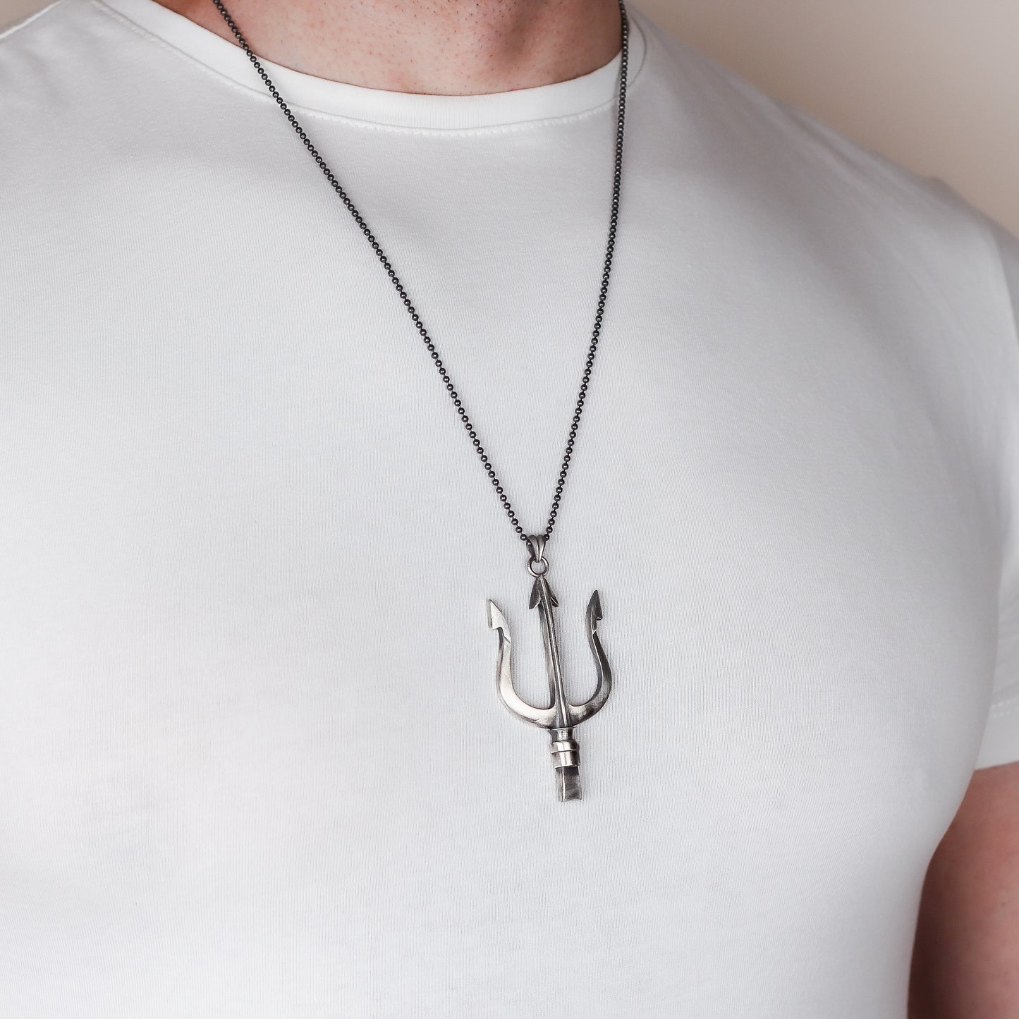 Silver Poseidon Trident Necklace