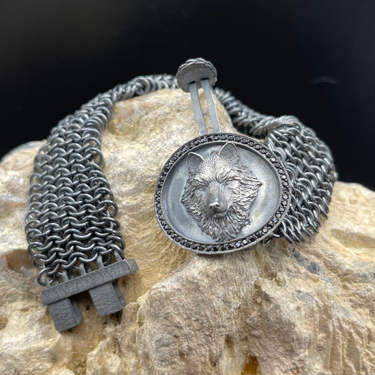 Sterling Silver Wolf Bracelet