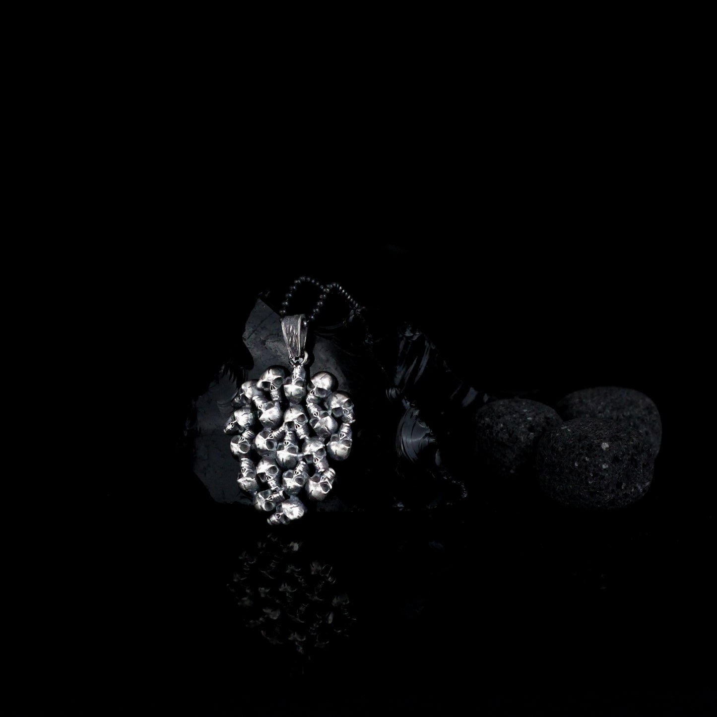 Sterling Silver Skull Heart Necklace