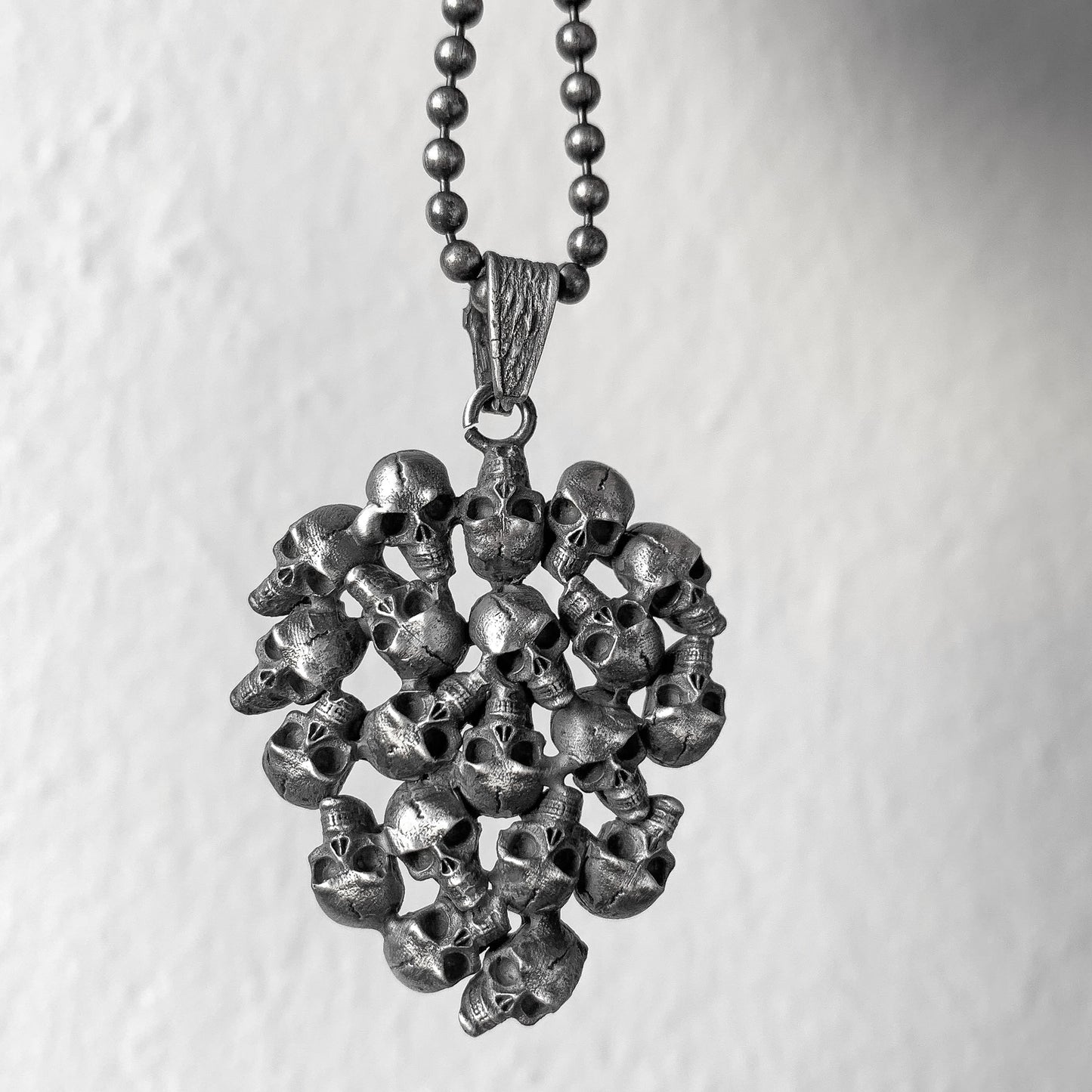 Sterling Silver Skull Heart Necklace
