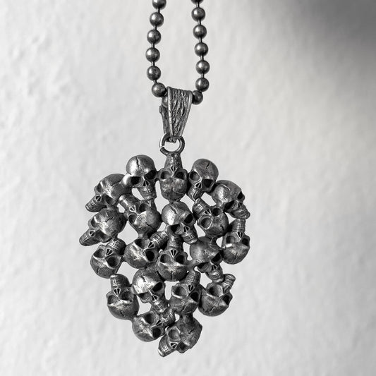 Sterling Silver Skull Heart Necklace